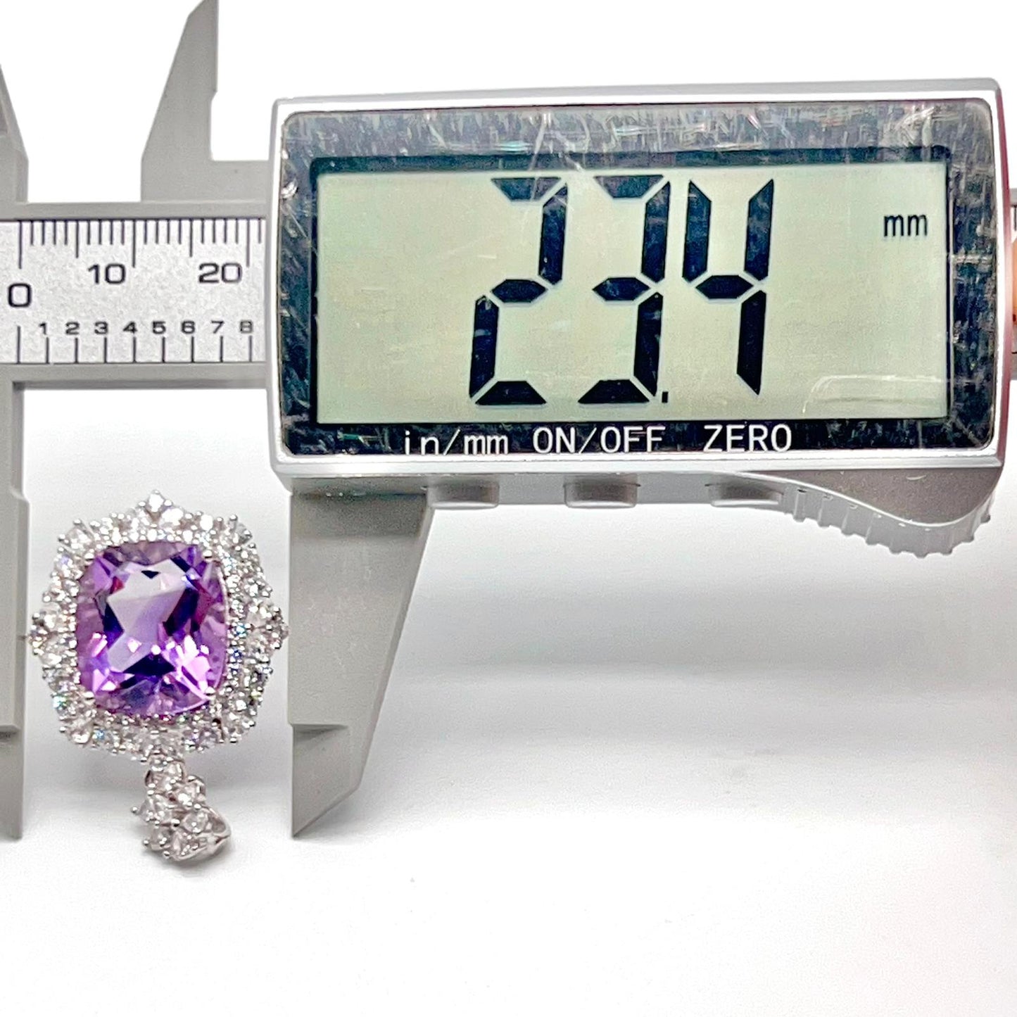 Regal Cushion-Cut Amethyst and Zirconia Halo Pendant Necklace