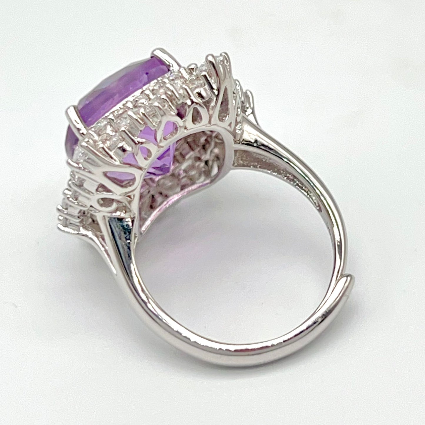 Bold Amethyst Cushion-Cut Double Halo Ring