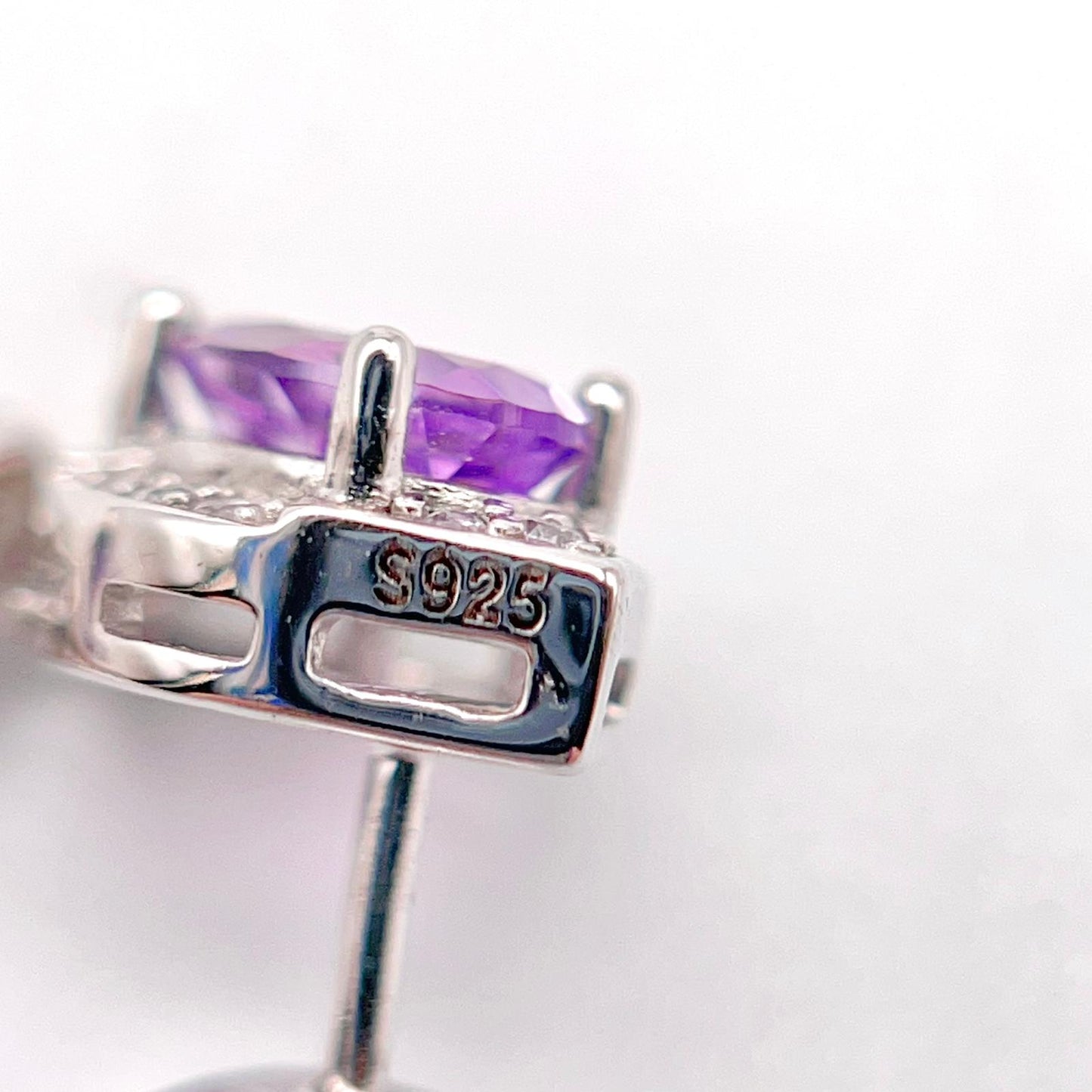 Art Deco Amethyst Dangle Drop Earrings with Zircon Accents