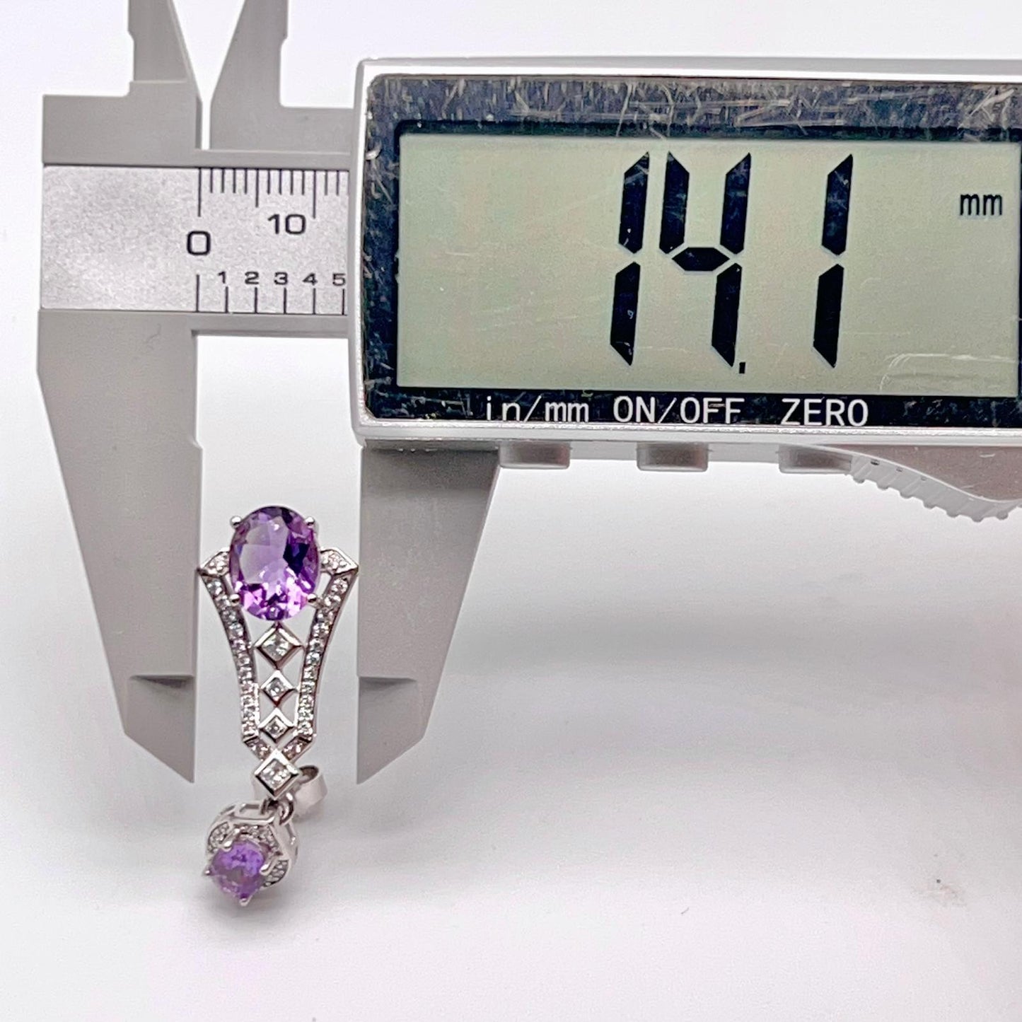 Art Deco Amethyst Dangle Drop Earrings with Zircon Accents