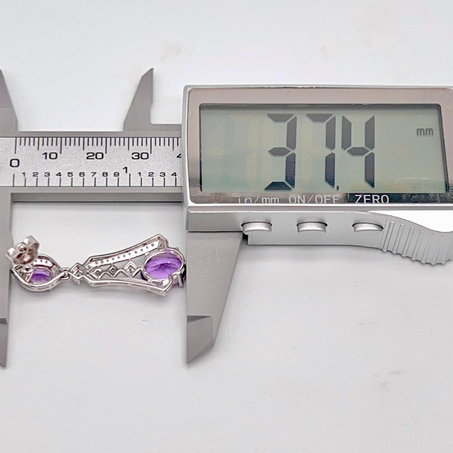 Art Deco Amethyst Dangle Drop Earrings with Zircon Accents