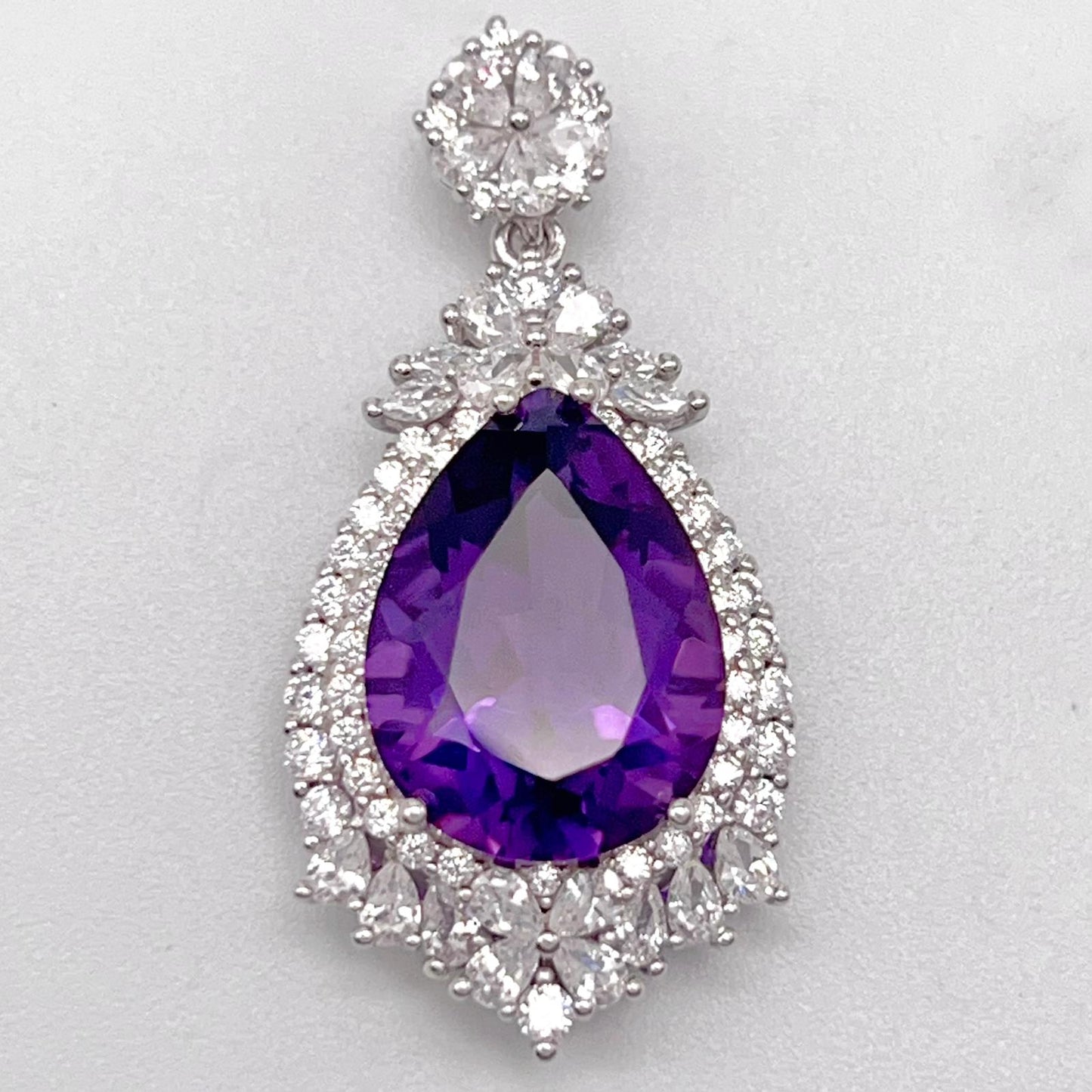 Detachable Amethyst Drop Cocktail Pendant in Silver 925