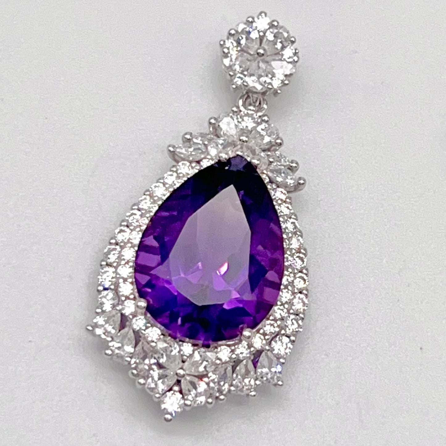 Detachable Amethyst Drop Cocktail Pendant in Silver 925