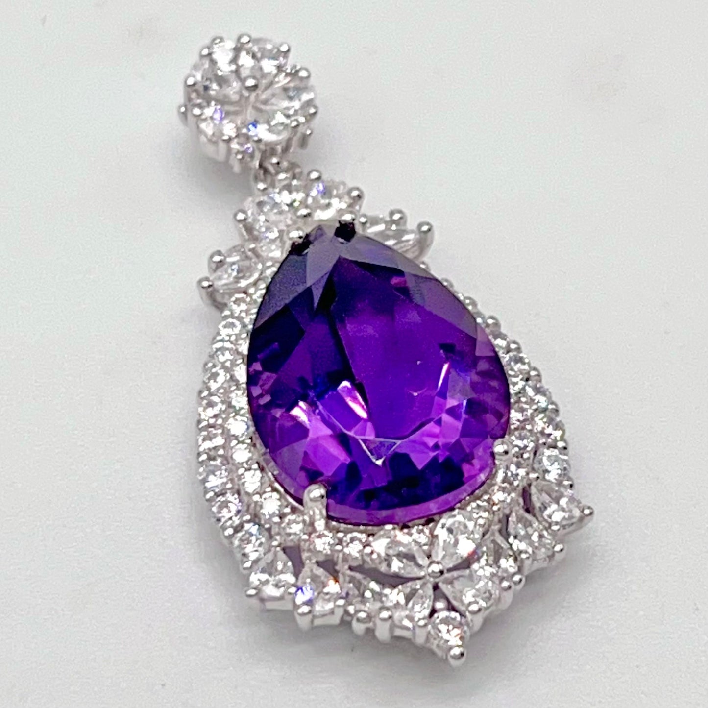 Detachable Amethyst Drop Cocktail Pendant in Silver 925