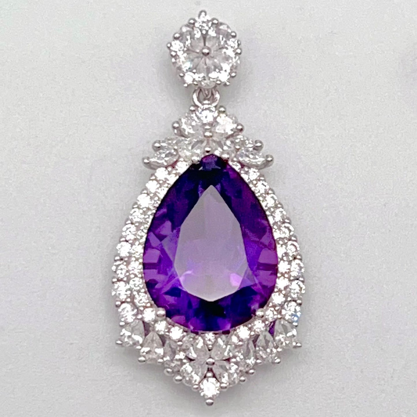 Detachable Amethyst Drop Cocktail Pendant in Silver 925