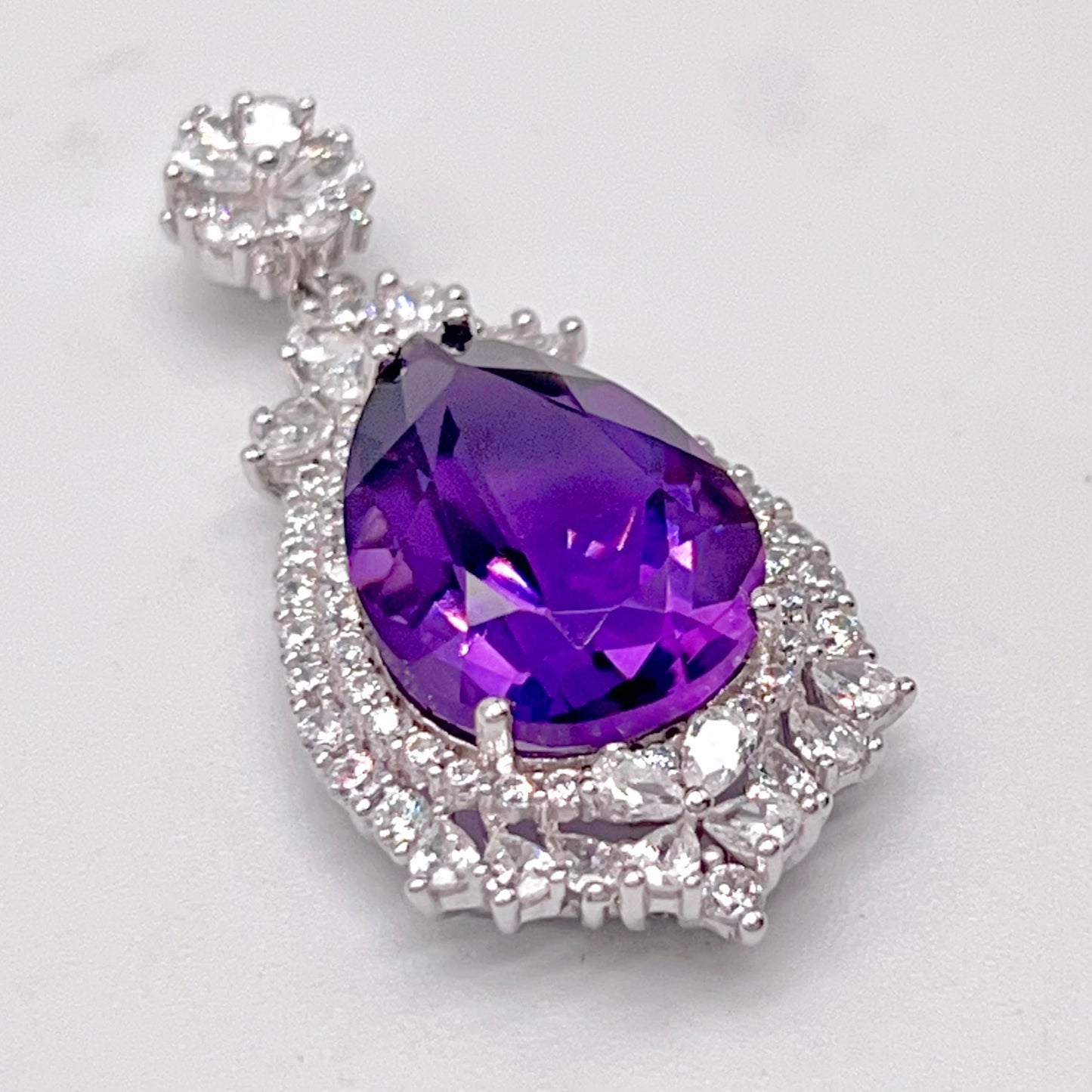 Detachable Amethyst Drop Cocktail Pendant in Silver 925
