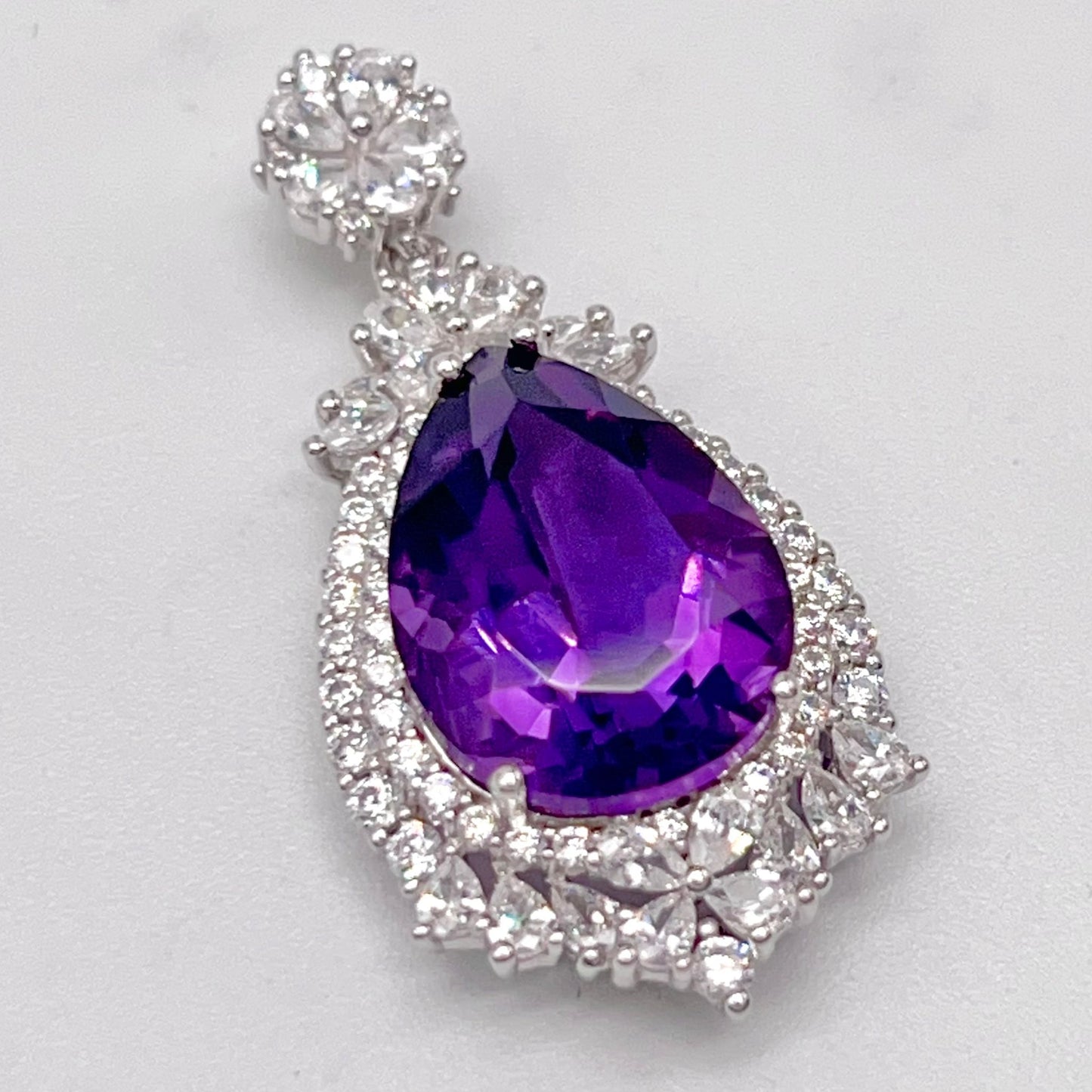 Detachable Amethyst Drop Cocktail Pendant in Silver 925