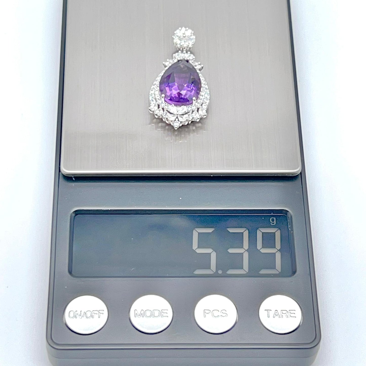 Detachable Amethyst Drop Cocktail Pendant in Silver 925
