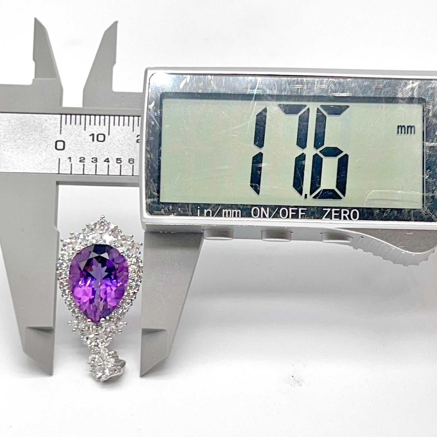 Detachable Amethyst Drop Cocktail Pendant in Silver 925