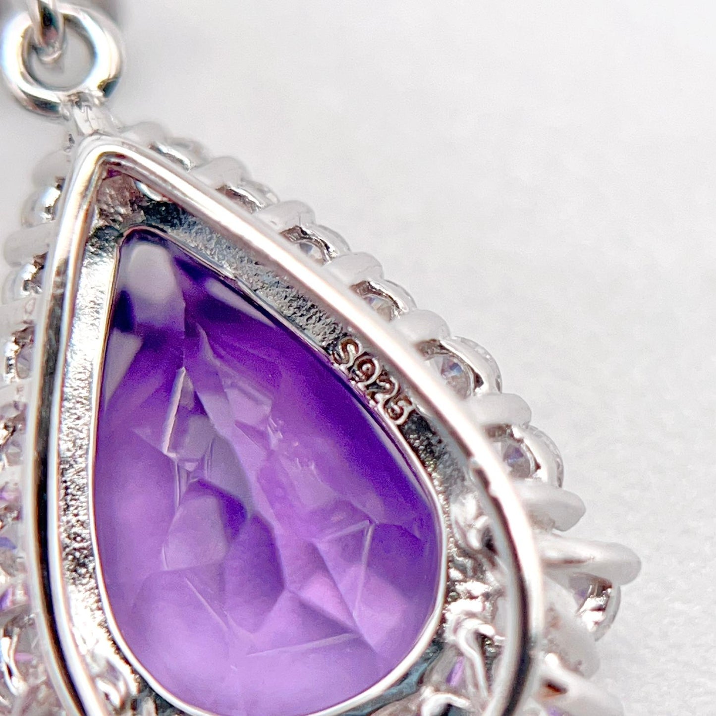 Elegant Pear Amethyst and Zirconia Drop Earrings