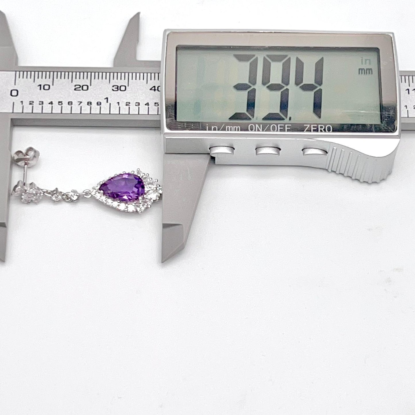 Elegant Pear Amethyst and Zirconia Drop Earrings