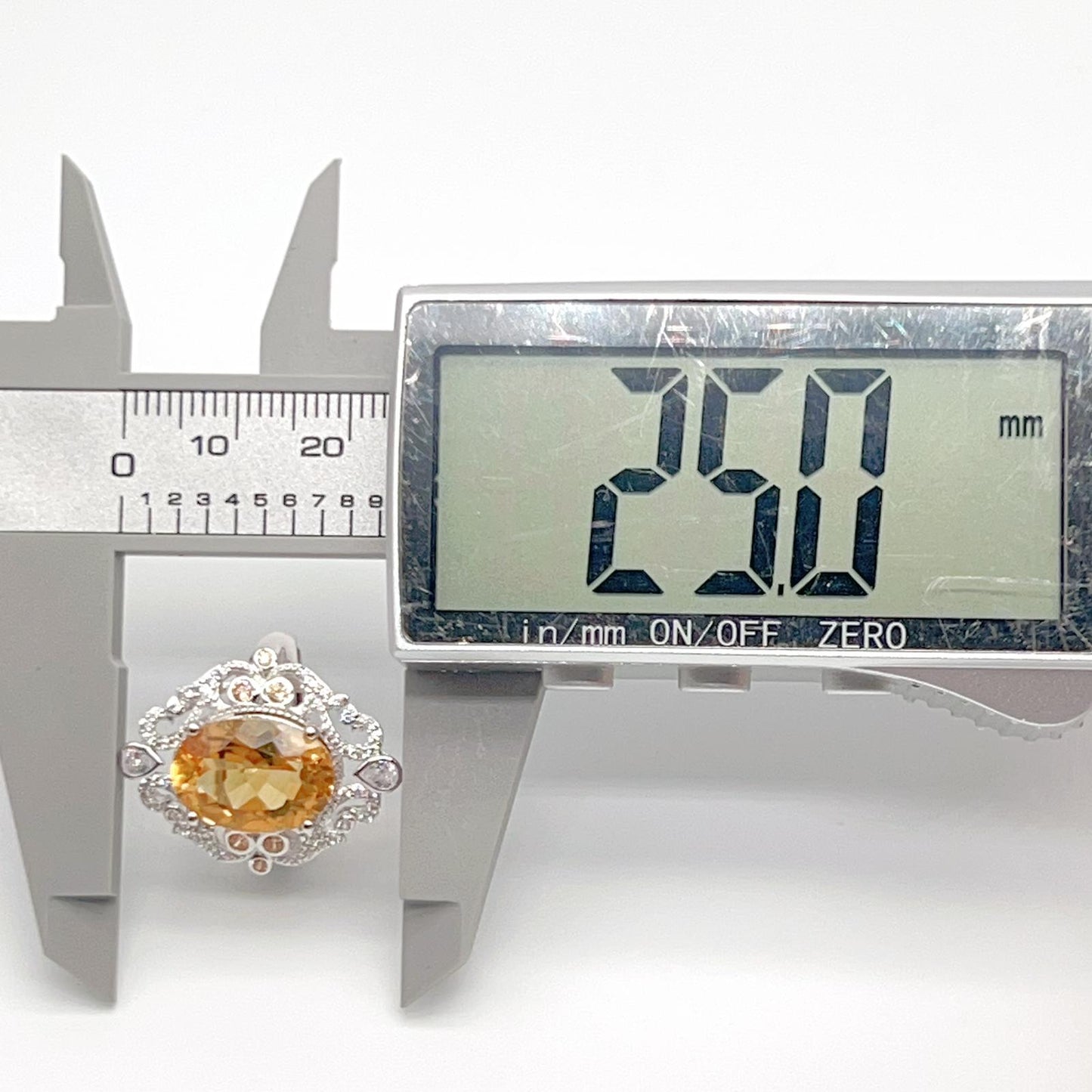 Citrine and Diamond Halo Cocktail Ring