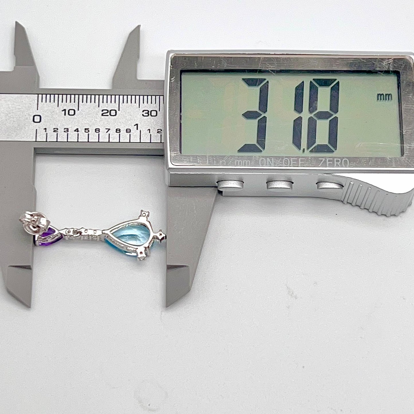 Amethyst Blue Topaz Pear Drop Earrings Silver 925