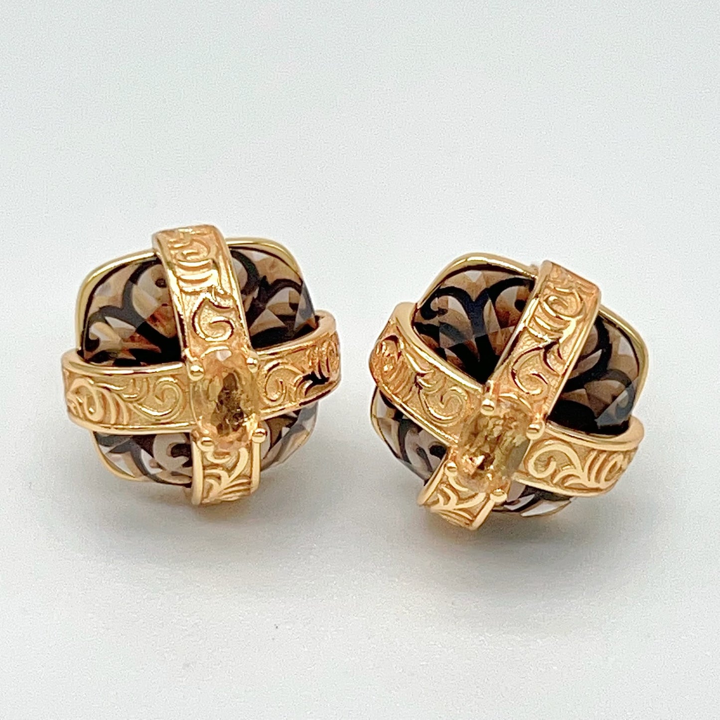 Retro Wind . Smoky quartz earring Stud in Silver 925