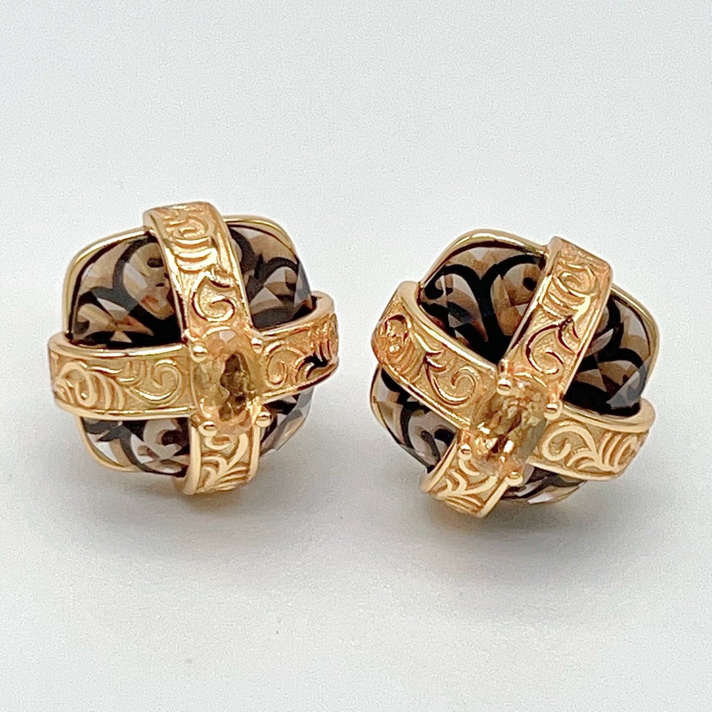 Retro Wind . Smoky quartz earring Stud in Silver 925