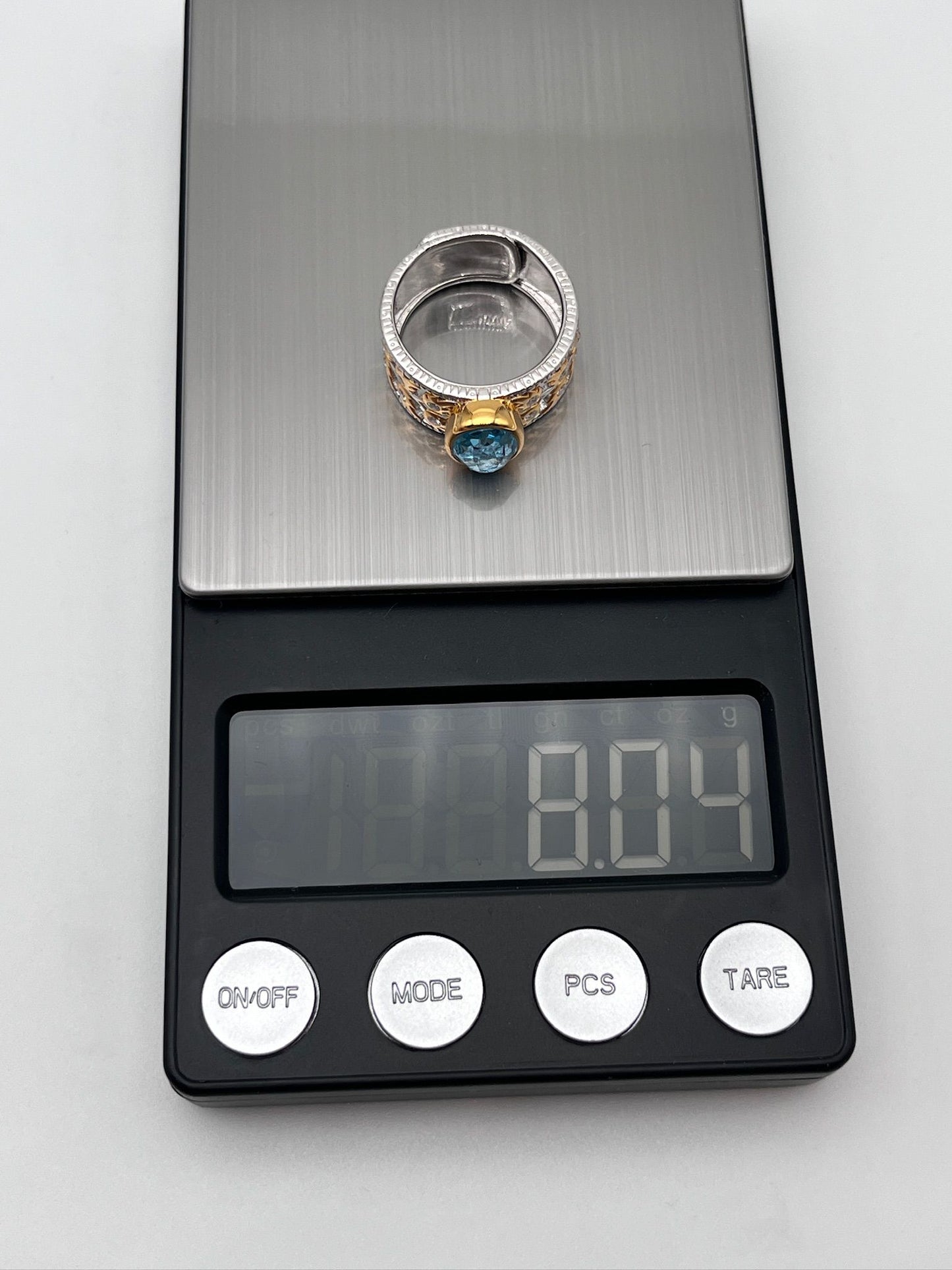 Contemporary Cocktail. Ring of Topaz in Silver 925. Detailed Sculpture