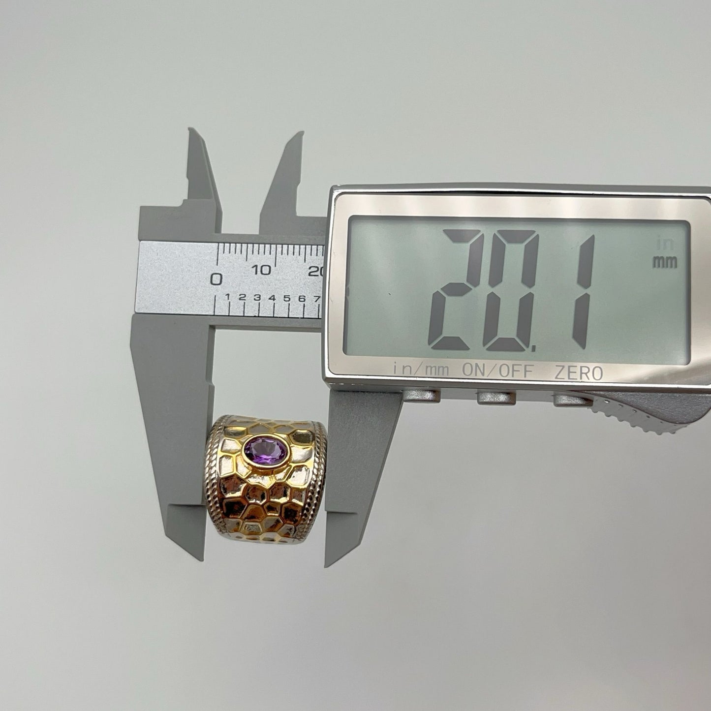 Retro Wind. Ring of Amethyst in Silver 925 .Golden Circle