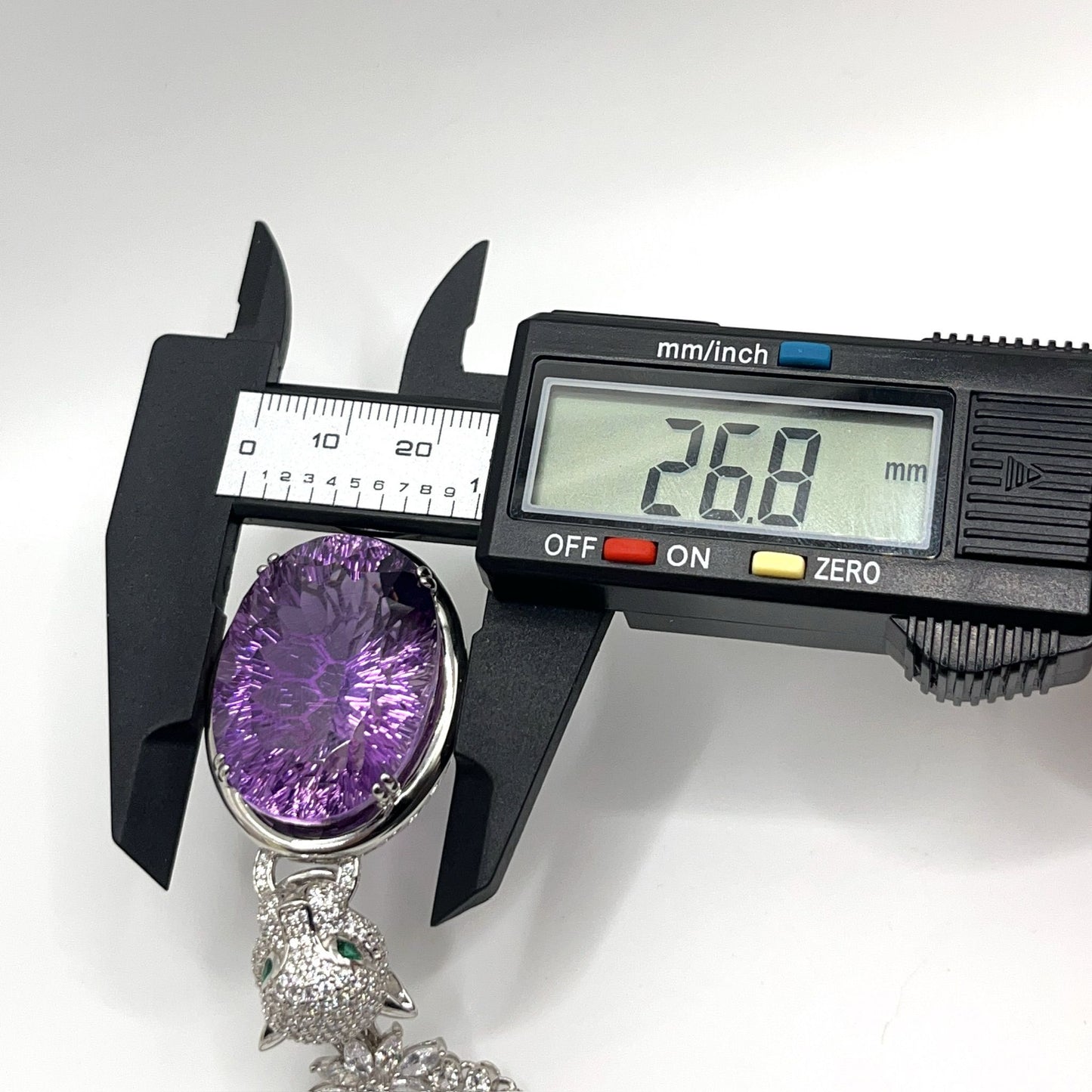 Contemporary Cocktail. Amethyst Pendant with Detachable Necklace in silver 925 . Panther