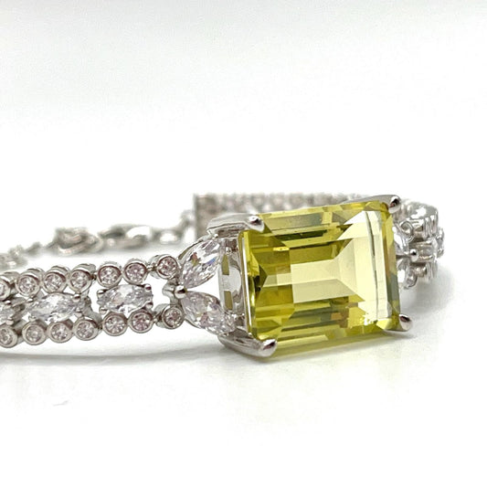 Contemporary Cocktail. Lemon Citrine Bracelet in Silver 925. Rectangle