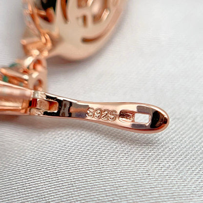 Rose Gold Garnet Pave Dangle Earrings Silver 925