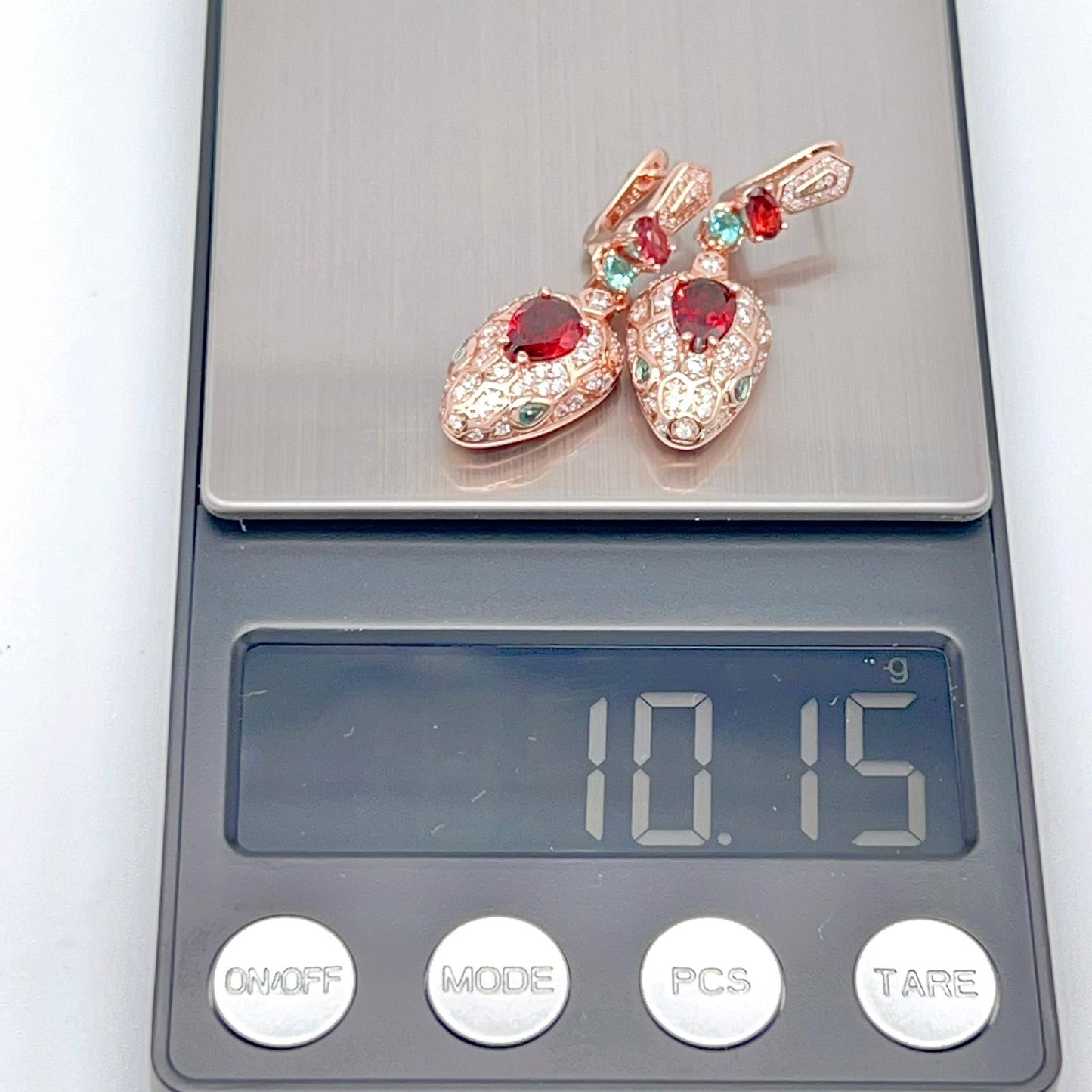 Rose Gold Garnet Pave Dangle Earrings Silver 925