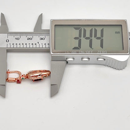 Rose Gold Garnet Pave Dangle Earrings Silver 925