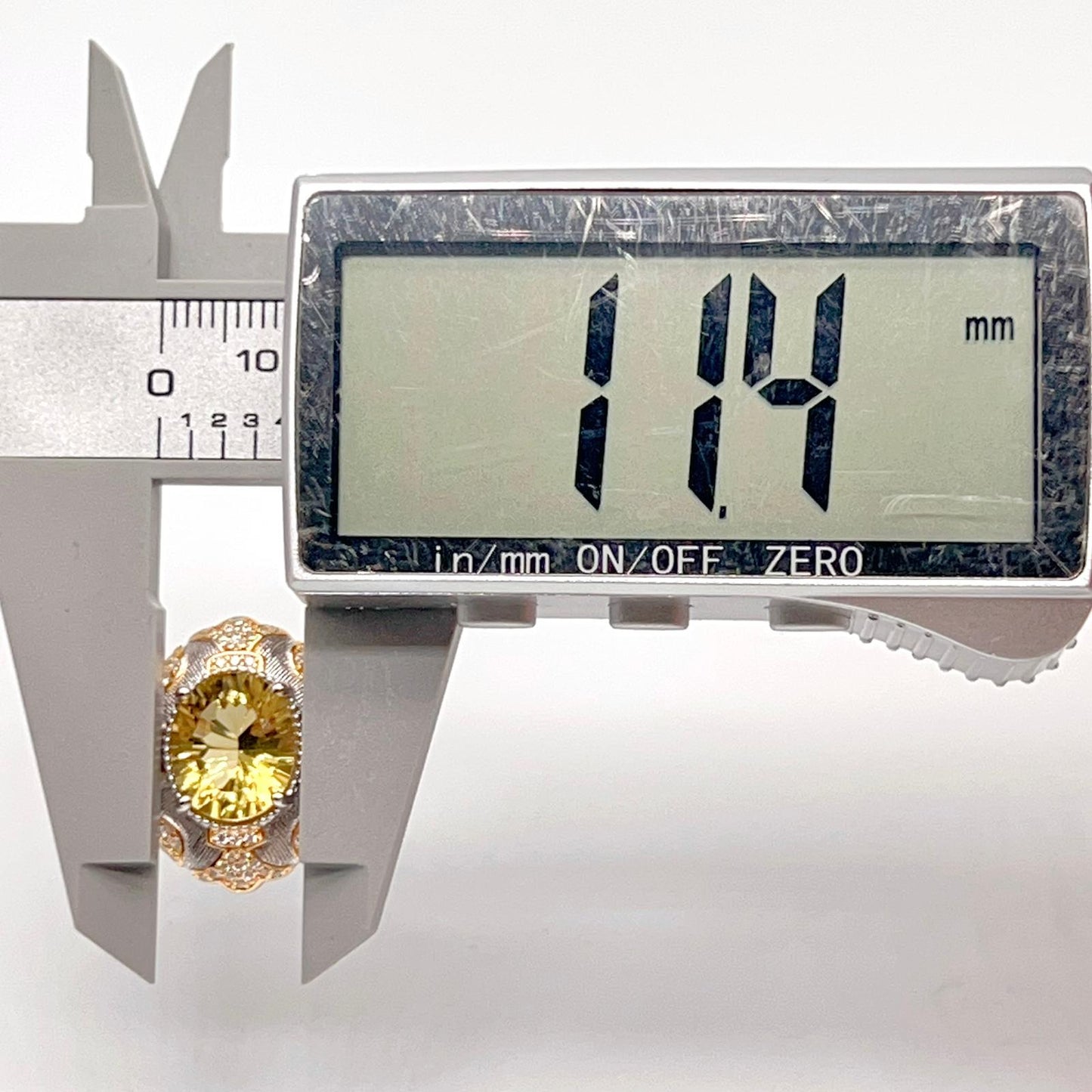 Citrine Flower Pave Cocktail Ring Silver 925