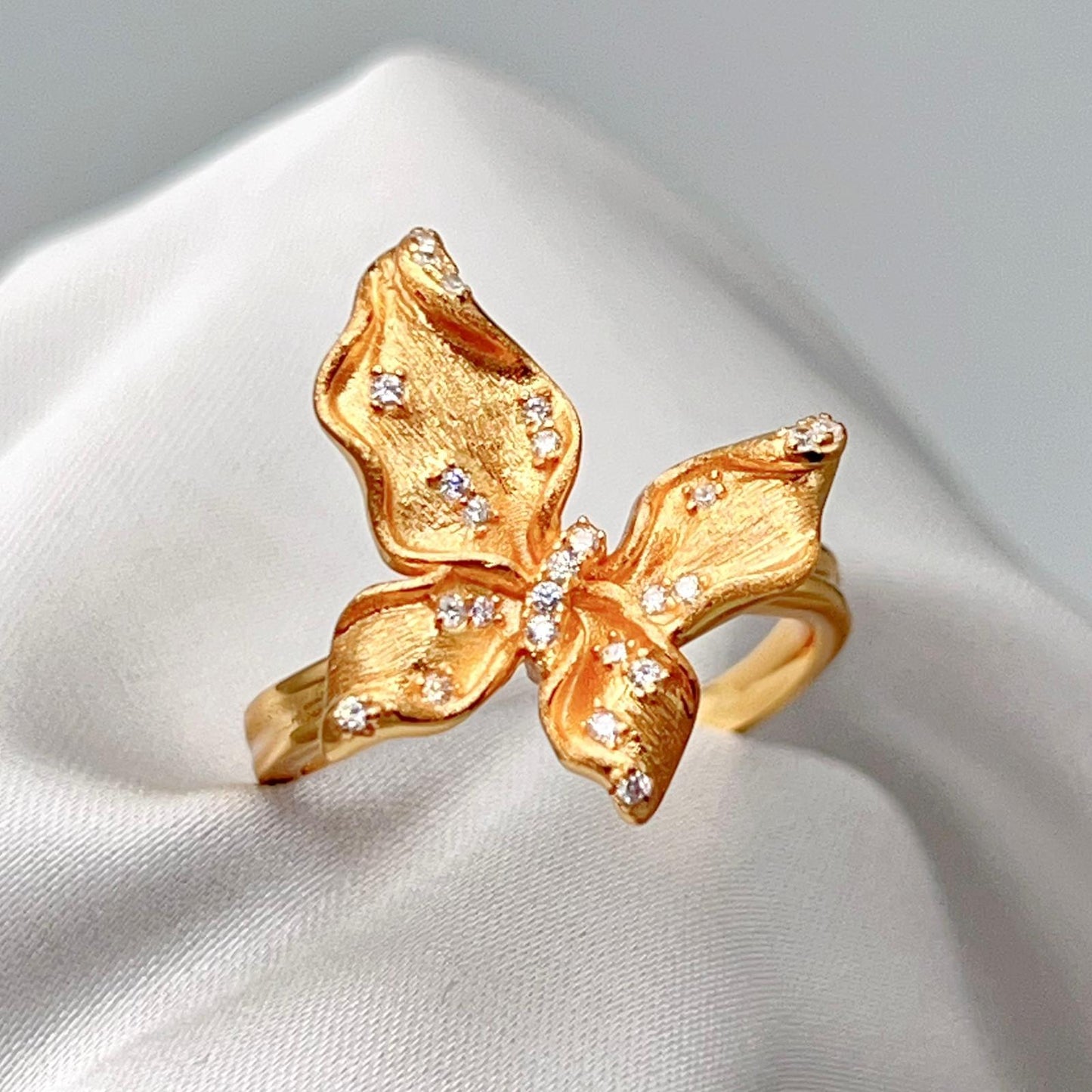 Butterfly design Earrings and Ring in silver 925