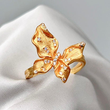 Butterfly design Earrings and Ring in silver 925