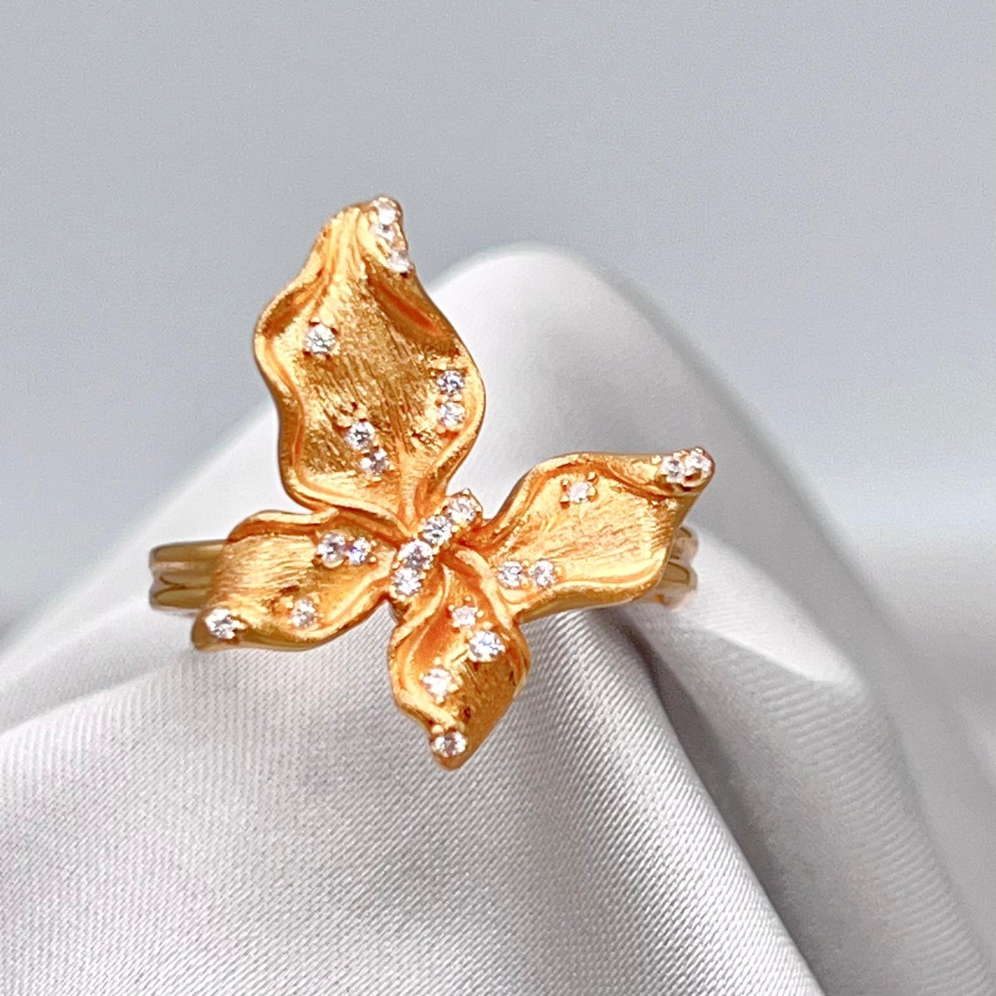 Butterfly design Earrings and Ring in silver 925