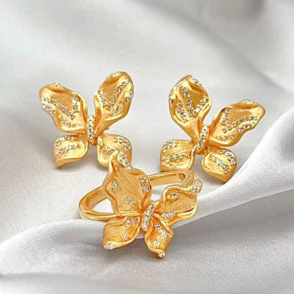 Butterfly design Earrings and Ring in silver 925