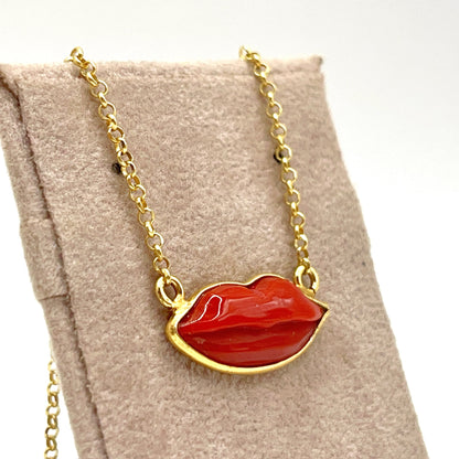 Italian Artisan Collection. Necklace of Coral Pendant in Silver 925 . Blow A Kiss