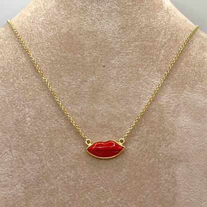 Italian Artisan Collection. Necklace of Coral Pendant in Silver 925 . Blow A Kiss