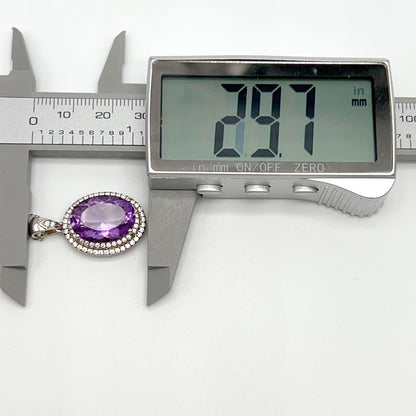 Contemporary Cocktail . Amethyst Necklace & Ring in Silver 925. Oval
