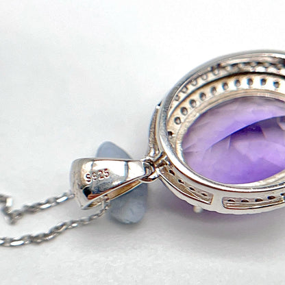 Contemporary Cocktail . Amethyst Necklace & Ring in Silver 925. Oval