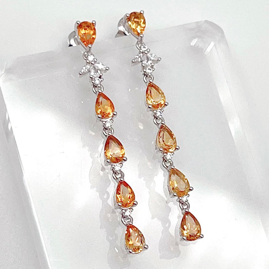 Contemporary Cocktail. Earring in Silver 925 with Amethyst, Topaz, Citrine, 5 Stone Chain