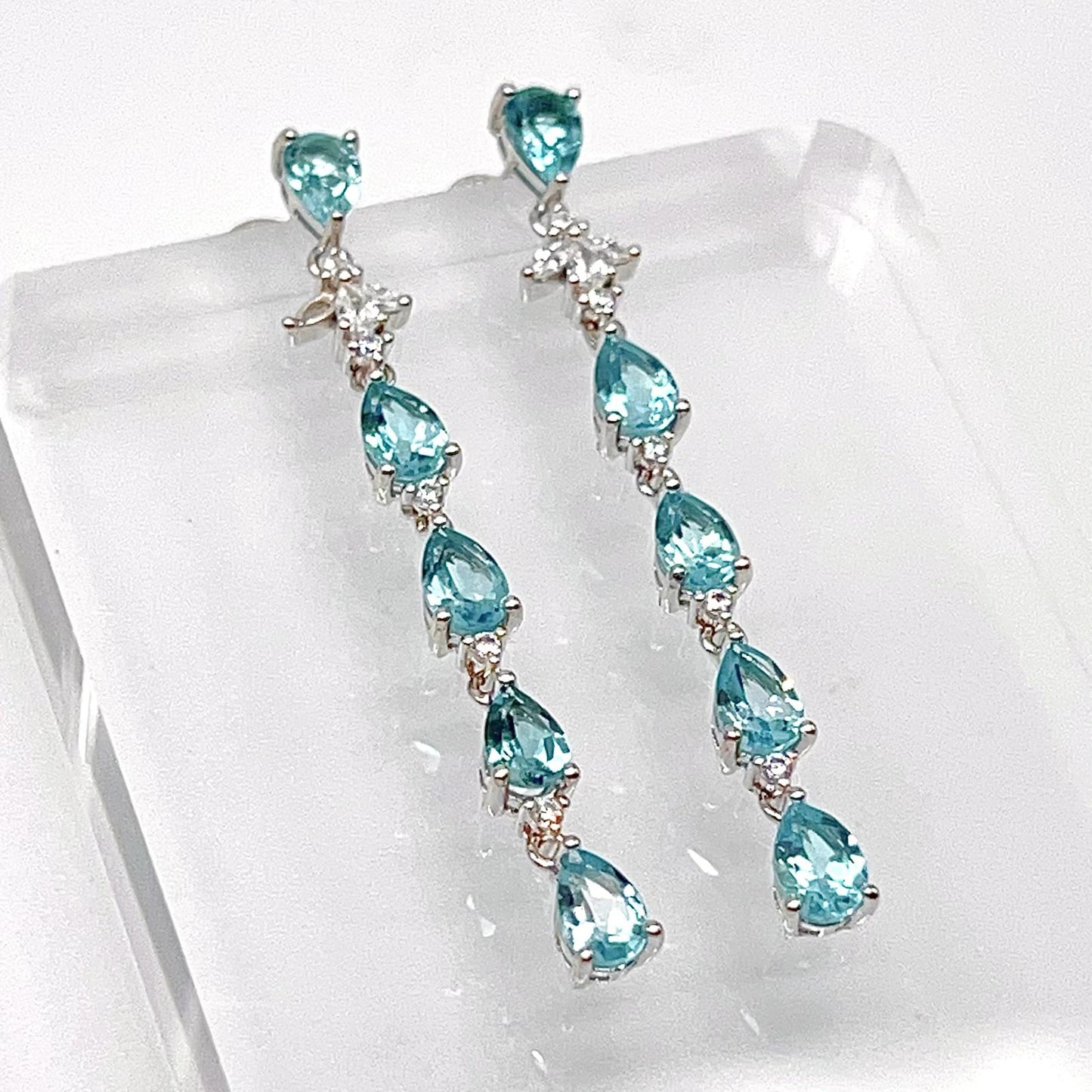 Contemporary Cocktail. Earring in Silver 925 with Amethyst, Topaz, Citrine, 5 Stone Chain