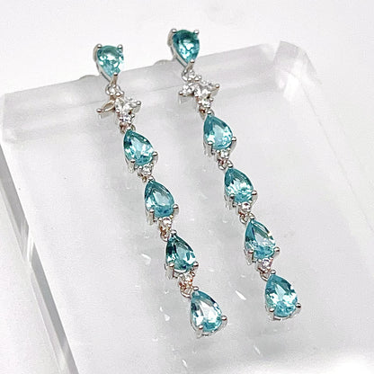 Contemporary Cocktail. Earring in Silver 925 with Amethyst, Topaz, Citrine, 5 Stone Chain