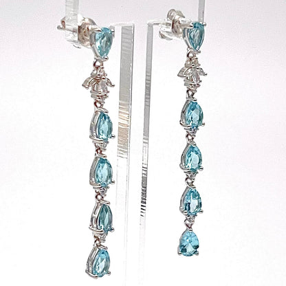 Contemporary Cocktail. Earring in Silver 925 with Amethyst, Topaz, Citrine, 5 Stone Chain