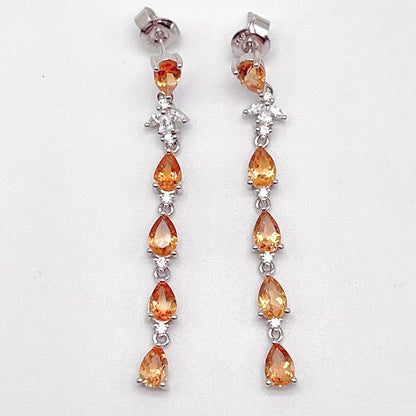 Contemporary Cocktail. Earring in Silver 925 with Amethyst, Topaz, Citrine, 5 Stone Chain