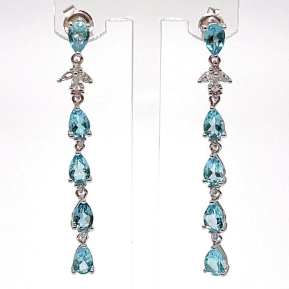Contemporary Cocktail. Earring in Silver 925 with Amethyst, Topaz, Citrine, 5 Stone Chain