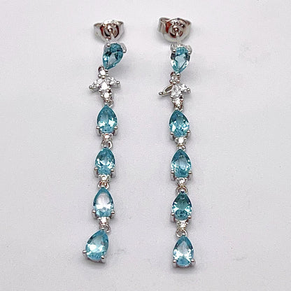 Contemporary Cocktail. Earring in Silver 925 with Amethyst, Topaz, Citrine, 5 Stone Chain
