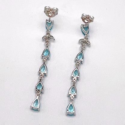 Contemporary Cocktail. Earring in Silver 925 with Amethyst, Topaz, Citrine, 5 Stone Chain
