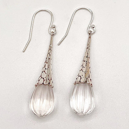 Retro Wind . Quartz drop dangle Earrings in Pumpkin shape in Silver 925