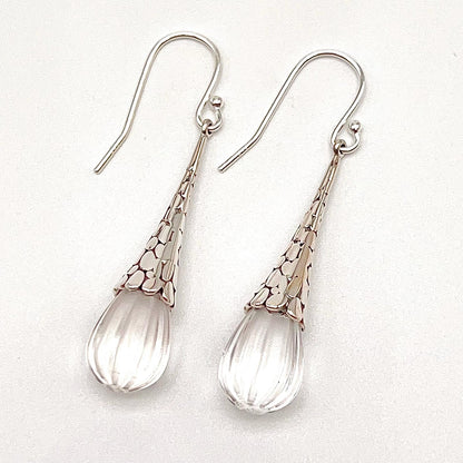 Retro Wind . Quartz drop dangle Earrings in Pumpkin shape in Silver 925