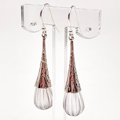 Retro Wind . Quartz drop dangle Earrings in Pumpkin shape in Silver 925