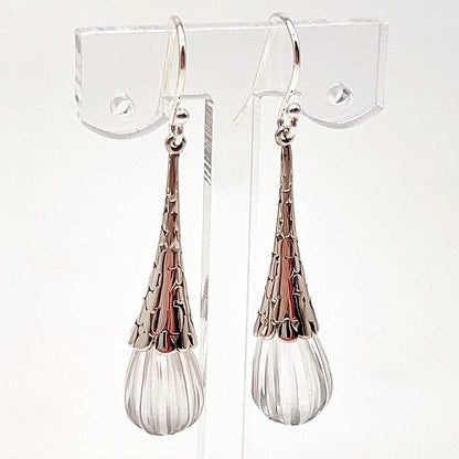 Retro Wind . Quartz drop dangle Earrings in Pumpkin shape in Silver 925