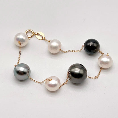Star Light . Bracelet Tahitian and Freshwater Pearl in Gold 18K