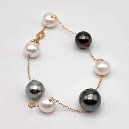 Star Light . Bracelet Tahitian and Freshwater Pearl in Gold 18K