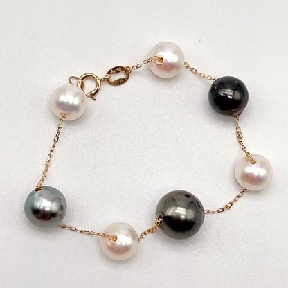 Star Light . Bracelet Tahitian and Freshwater Pearl in Gold 18K